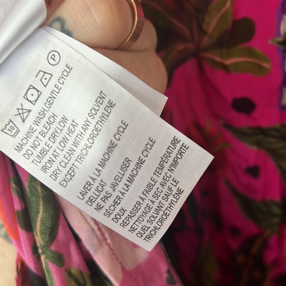 Farm Rio Long Sleeve Pink Patterned Dress Size Large - Picture 12 of 13